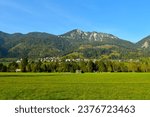 Small photo of Field bellow Karavanke mountains and Dovje village bellow in Gorenjska, Slovenia