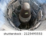 Small photo of SAHUARITA, ARIZONA - DECEMBER 3, 2013: The 103-foot tall Titan II ICBM in its missile silo. The cutout indicates that the warhead has been removed.