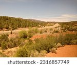 Small photo of GLORIETA, NM, USA - MAY 25 2013: CanAm Highway, Interstate I-25 and US-85, viewed from Amtrak Southwest Chief en route to Las Vegas NM.