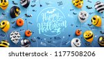 happy halloween lettering on... | Shutterstock .eps vector #1177508206