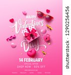 valentine's day sale poster or... | Shutterstock .eps vector #1290256456