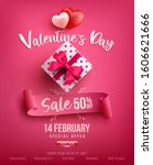 valentine's day sale poster or... | Shutterstock .eps vector #1606621666