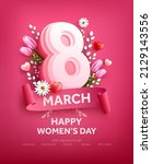 8 march women's day poster or... | Shutterstock .eps vector #2129143556