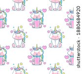 cute unicorn seamless pattern.... | Shutterstock .eps vector #1880684920