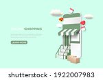 online shopping ads banner. 3d... | Shutterstock .eps vector #1922007983