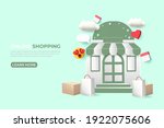 online shopping ads banner. 3d... | Shutterstock .eps vector #1922075606