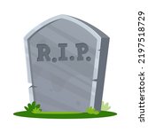 Old Tombstone Flat Vector...