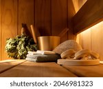 sauna accessories in the steam room