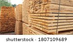 Stack Of Lumber. Sawmill  Wood...
