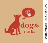 red dog imagining drinking soda ... | Shutterstock .eps vector #2158454699