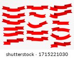 set of red flat ribbons... | Shutterstock .eps vector #1715221030