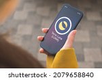 Small photo of Kharkov, Ukraine - November 11, 2021: Terra Luna cryptocurrency symbol, logo. Business and financial concept. Hand with smartphone, screen with crypto icon closeup