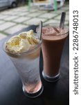 Small photo of Lychee squash eith vanilla ice cream float, with chocolate milk.