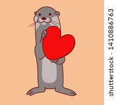 Cute Otter Love Heart Card