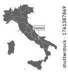 map of italy with road sign of... | Shutterstock . vector #1761387869