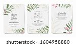 set of card with flowers.... | Shutterstock .eps vector #1604958880