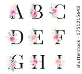floral alphabet set of letters... | Shutterstock . vector #1751215643