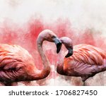 Portrait Of Two Flamingos ...