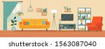 living room interior.... | Shutterstock .eps vector #1563087040