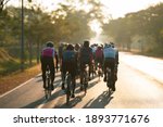 Cycling group training in the morning