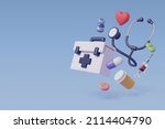 medical equipment 3d cartoon... | Shutterstock .eps vector #2114404790