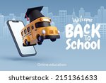 3d vector of school bus with... | Shutterstock .eps vector #2151361633