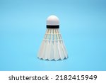 Shuttlecock badminton on blue background