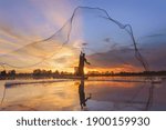 Fisherman Casting His Net On...