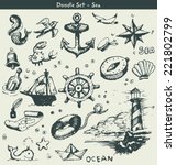 nautical doodle elements | Shutterstock .eps vector #221802799