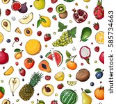 pattern. fresh food. watermelon ... | Shutterstock .eps vector #585734663