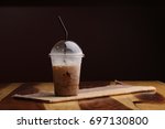 Ice Coffee Cup On Wood Floor