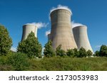 Nuclear power plant. Cooling towers. Nuclear power station. Mochovce. Slovakia. Selective focus.
