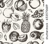 seamless pattern fruits  modern ... | Shutterstock . vector #653570689