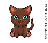Cute Havana Brown Cat Cartoon