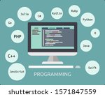 illustration of programming on... | Shutterstock . vector #1571847559