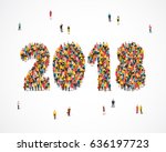 large group of people stands in ... | Shutterstock .eps vector #636197723