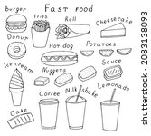fast food set vector... | Shutterstock .eps vector #2083138093