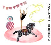  Ircus Acrobat Riding A Pony In ...