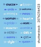 hand drawn colorful girls words ... | Shutterstock .eps vector #2076256423