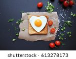 Fried Egg On Heart Shaped Slice ...
