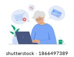 cute old woman working on... | Shutterstock .eps vector #1866497389