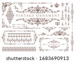 vintage ornament set. floral... | Shutterstock .eps vector #1683690913