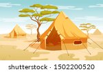 safari tent in the desert... | Shutterstock .eps vector #1502200520