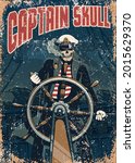 skull sea captain at the helm... | Shutterstock .eps vector #2015629370