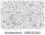 vector line art doodle cartoon... | Shutterstock .eps vector #358251263