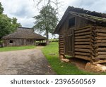 Small photo of Corn crib and horse barn at Booker T. Washington National Monument in rural Virginia. Tobacco farm where Booker T. Washington was born into slavery and later freed by the Emancipation Proclamation.