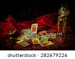 A Pile Of Tarot Cards Lie...
