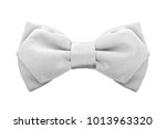 Small photo of fashionable white two-ply bow tie isolated on white background