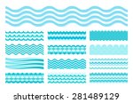collection of marine waves. sea ... | Shutterstock .eps vector #281489129