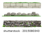 Set Of Vector Stone Old Wall...